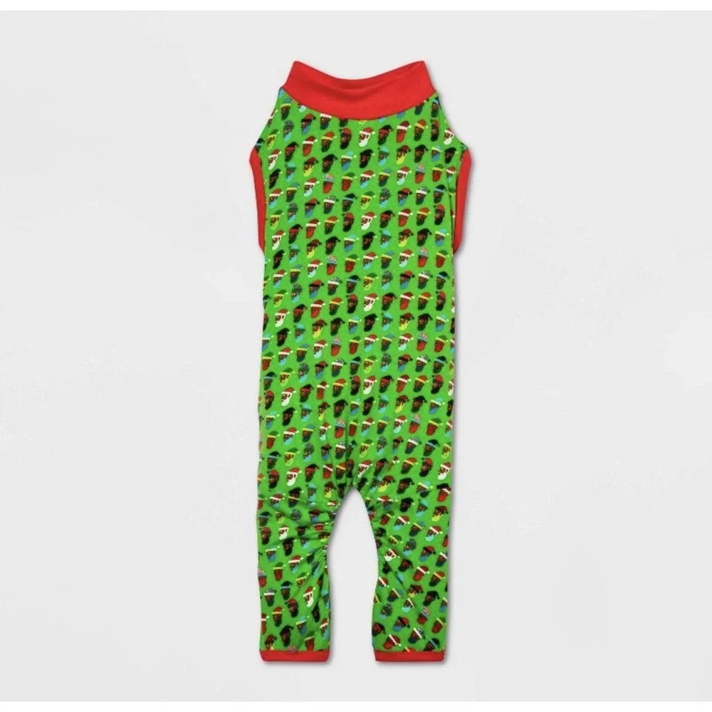 Wondershop Multi Santa Claus  DOG‎ PAJAMAS Christmas Holiday Green Medium NWT